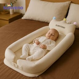 Sunveno Baby Lounger Middle Bed Cot For Newborn Breathable Fabric Expandable Comforter for Infants And Babies