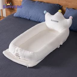 Sunveno Baby Lounger Middle Bed Cot For Newborn Breathable Fabric Expandable Comforter for Infants And Babies