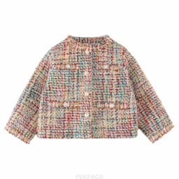 Luxury Designers Baby Kids Cropped Tweed Jacket with Button for Girls High Fashion Streetwear Korean Child Spring Autumn Coat