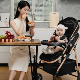 Portable 3-in-1 Baby Stroller Lightweight Travel Baby Stroller Foldable 3-in-1 Baby Stroller with Car Seat High Views,two-way