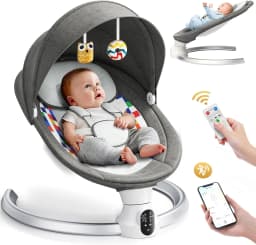 Electric Baby Swing Gray, Baby Lounge Chair with Remote Control and Wireless Control Style Application, Up to 9kg