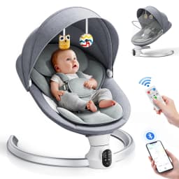 Electric Baby Swing Gray, Baby Lounge Chair with Remote Control and Wireless Control Style Application, Up to 9kg