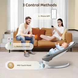 Electric Baby Swing Gray, Baby Lounge Chair with Remote Control and Wireless Control Style Application, Up to 9kg