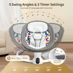 Electric Baby Swing Gray, Baby Lounge Chair with Remote Control and Wireless Control Style Application, Up to 9kg