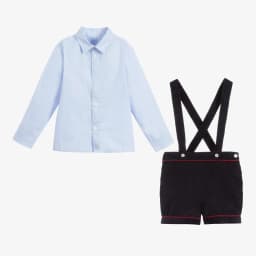 Boys Spanish Clothes Set Baby Long Sleeve Shirts Navy Shorts Infant Birthday Holiday Outfits Children Boutique Spain Clothing