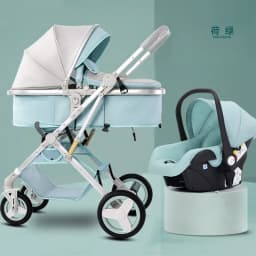 Newborn 3-in-1 Stroller with High View, Two-way Sitting and Lying Function, Baby Stroller with Carrycot and Car Safety Seat