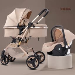 Newborn 3-in-1 Stroller with High View, Two-way Sitting and Lying Function, Baby Stroller with Carrycot and Car Safety Seat