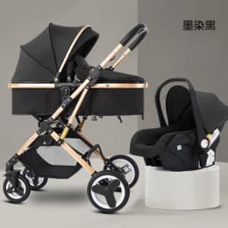 Newborn 3-in-1 Stroller with High View, Two-way Sitting and Lying Function, Baby Stroller with Carrycot and Car Safety Seat