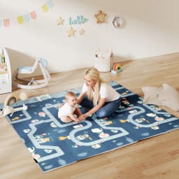 Aiyaplay Reversible Foldable Padded Baby Rug 202X180.5X1 cm Foldable Sides Waterproof Multicolor
