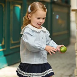 Dave Bella Children Half Skirt Set Autumn Spring Girls Lace Collar Top Pleated Skirt Two Piece Set Kids Casual Clothes DB1260886