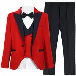 DTLumika Brand Suit Set for Boys 3-14 Yrs, Classic Black Collar Suit Jacket Vest Pants Bowtie Set, Communion Party Suits Toddler