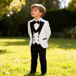 DTLumika Brand Suit Set for Boys 3-14 Yrs, Classic Black Collar Suit Jacket Vest Pants Bowtie Set, Communion Party Suits Toddler