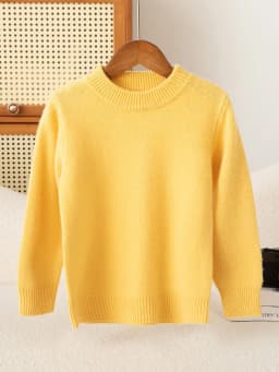 Children's Wool Sweater Pullover Autumn Winter Girls Boys Basic Mock Neck 100% Merino Wool Knitwear Kids Cashmere Thick Clothing