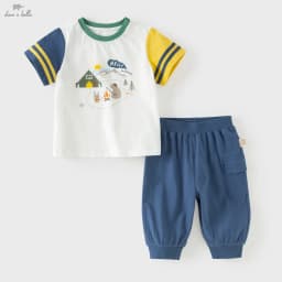 Dave Bella Boys Summer Suit Children Printed Short Sleeve T-shirt Shorts Two-Piece Set Casual Tops Pants Clothing Set DB2260680