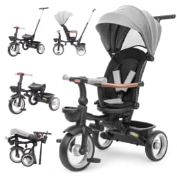 Baby Tricycle, 7-in-1 Folding Tricycle for Children from 6 Months to 5 Years, Brake Pedal, Extended Hood, Removable Railing