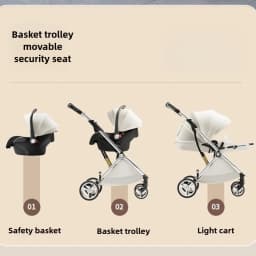 High-view Three-in-one Newborn Baby Stroller Two-way Lightweight Sitting and Lying Portable Stroller