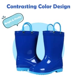 Litfun 2025 New Children Rain Boots Waterproof Non-slip Kids Shoes Rubber Boots With Easy-On Handles Soft Sole Unisex Rain Shoes