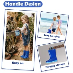 Litfun 2025 New Children Rain Boots Waterproof Non-slip Kids Shoes Rubber Boots With Easy-On Handles Soft Sole Unisex Rain Shoes