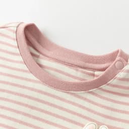 Dave Bella Children's T-shirt Autumn Girl's Sweet Pink Striped Bottoming Shirt Casual Baby Cotton Top Gentle Party DB3253527