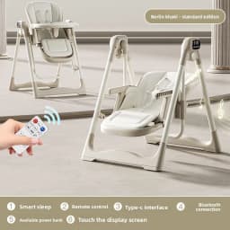 Smart Baby High Chair with Bluetooth, Electric Rocker & Recliner, 6-in-1 Foldable Multi-use Feeding Chair for Newborn to Toddler