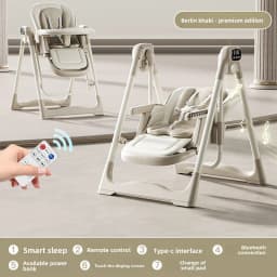 Smart Baby High Chair with Bluetooth, Electric Rocker & Recliner, 6-in-1 Foldable Multi-use Feeding Chair for Newborn to Toddler