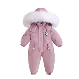 2025 Winter Warm 2 3 4 Years Kids Padded Coat Thicken Fur Hooded Snowsuits Infant Slimwaist Jumpsuit Parka Baby Girl Boys Romper