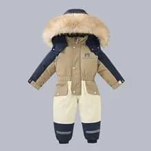 2025 Winter Warm 2 3 4 Years Kids Padded Coat Thicken Fur Hooded Snowsuits Infant Slimwaist Jumpsuit Parka Baby Girl Boys Romper