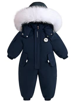 2025 Winter Warm 2 3 4 Years Kids Padded Coat Thicken Fur Hooded Snowsuits Infant Slimwaist Jumpsuit Parka Baby Girl Boys Romper