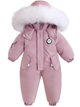 2025 Winter Warm 2 3 4 Years Kids Padded Coat Thicken Fur Hooded Snowsuits Infant Slimwaist Jumpsuit Parka Baby Girl Boys Romper
