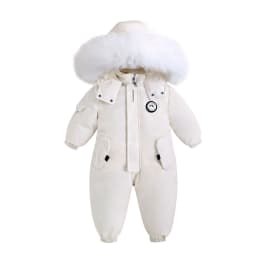 2025 Winter Warm 2 3 4 Years Kids Padded Coat Thicken Fur Hooded Snowsuits Infant Slimwaist Jumpsuit Parka Baby Girl Boys Romper