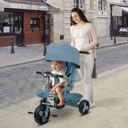 Tricycle From 10 Months, Children's Tricycle, Rotating Seat, Fold-Out Canopy With Sunshade, Cup Holder And Basket Included