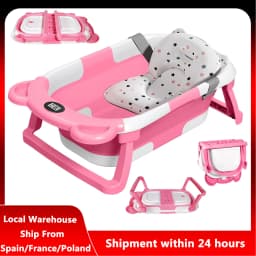 Foldable Baby Bathing Bathtub Set For Sitting and Lying Down Extended Widened Design Non-Slip Portable Travel Shower Bath Pool