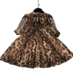 New Children's Spring and Autumn Long-sleeved Chiffon Dress Girls Bow Leopard Print Swing Dress Princess Wedding Quality Dress