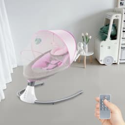 Baby Rocker Infant Swing 4 Speed Swing Angle Timer 12 Music Bluetooth USB Remote Control 25° Ergonomic Neck Protection 3 Point Safety Harness Anti Slip Base One Key Lock Removable Washable Cover Mosquito Net USB Power 0-18 Months
