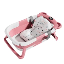 Baby Bathtub Durable Foldable Large Baby Bath Equipped with a Soft, Non-slip Bath Mat Temperature Sensor Baby Bath Tub with Anti-slip Support Legs Digital Display