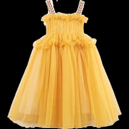 Amila 2026 Summer New Girls' Dress With Soft Mesh Gentle Temperament Sweet And Cute Fluffy Camisole Vest Skirt