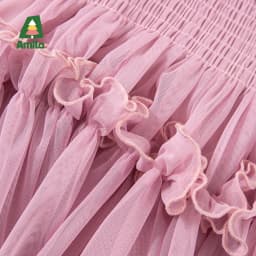 Amila 2026 Summer New Girls' Dress With Soft Mesh Gentle Temperament Sweet And Cute Fluffy Camisole Vest Skirt