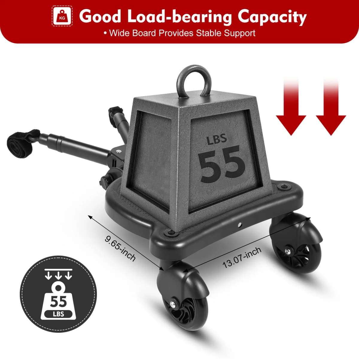 55*33*36cm Eco-friendly PP Universal Stroller Pedal with Self-adhesive Tape Adapter Child Auxiliary Standing Plate Board with Seat for Most Strollers, Including Lightweight