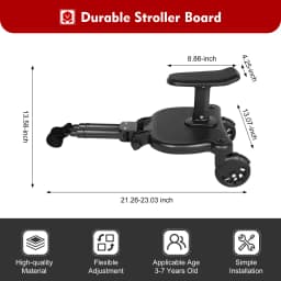 55*33*36cm Eco-friendly PP Universal Stroller Pedal with Self-adhesive Tape Adapter Child Auxiliary Standing Plate Board with Seat for Most Strollers, Including Lightweight