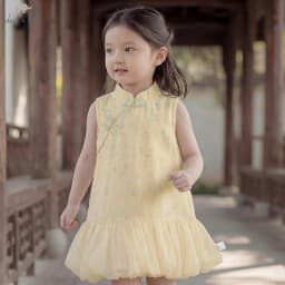 Dave Bella Girls Elegant Dresses Summer Children Clothing Kids Princess Dress Cotton Sweet Charm Party Cheongsam Style DB2262101