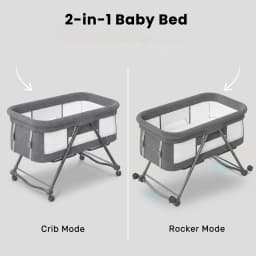 4-in-1 Convertible Baby Travel Cot – Rocking Bedside Crib with Silent Wheels, Foldable Design, Ideal for Newborns to Toddlers