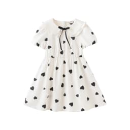 Dave Bella Children Dresses Summer Spring Short Sleeves Girls Pure Cotton Skirts Printed Elegant Outdoor Kids Clothing DK2252098