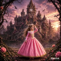 Muababy Sleeping Beauty Pink Off Shoulder Gown for Girls Long Sleeve Princess Halloween Party Cosplay Costume 2-8Y Birthday Gift