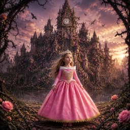 Muababy Sleeping Beauty Pink Off Shoulder Gown for Girls Long Sleeve Princess Halloween Party Cosplay Costume 2-8Y Birthday Gift