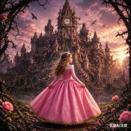 Muababy Sleeping Beauty Pink Off Shoulder Gown for Girls Long Sleeve Princess Halloween Party Cosplay Costume 2-8Y Birthday Gift