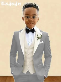 New Boys Handsome Suit Set 3 Pieces Party Wear Classy Peak Lapel Kids Forma Tuxedo Wedding Guest Clothes Plus Size Suits 2-20T