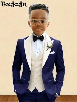 New Boys Handsome Suit Set 3 Pieces Party Wear Classy Peak Lapel Kids Forma Tuxedo Wedding Guest Clothes Plus Size Suits 2-20T