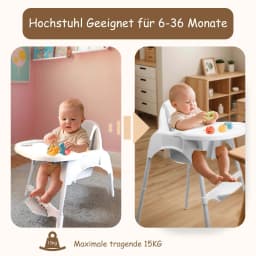 Baby High Chair for Babies 6-36 Months, Kids High Chair with Tray, Height Adjustable Feeding Chair, Easy to Clean, Safe Eating Chair for Babies and Toddlers