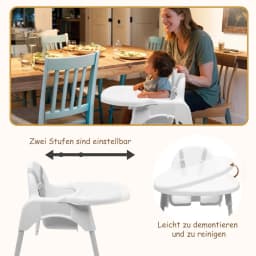 Baby High Chair for Babies 6-36 Months, Kids High Chair with Tray, Height Adjustable Feeding Chair, Easy to Clean, Safe Eating Chair for Babies and Toddlers
