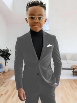 Boys Velvet Homecoming Suit Set 2 Pieces Host Costumes Notched Lapel Kids Formal Suits Wedding Guest Clothes Plus Size Tuxedo